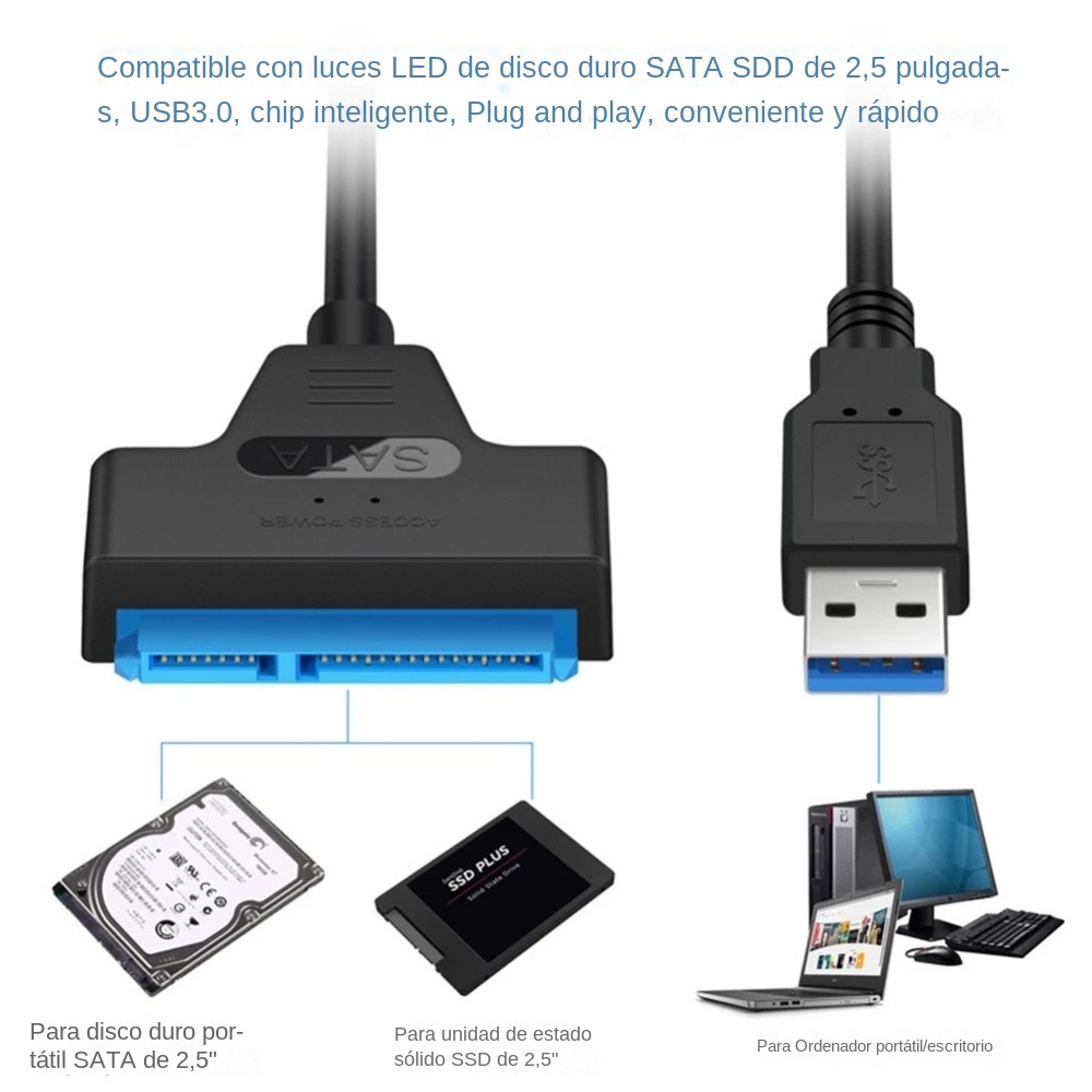 Cable USB 3.0 SATA 3 de 30 cm, - Ssd Hard Drive reseña y precio