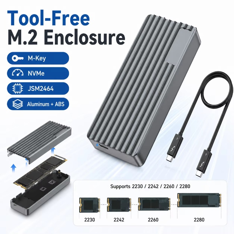 Carcasa TBT3/USB4 para SSD M.2 - External Ssd reseña y precio